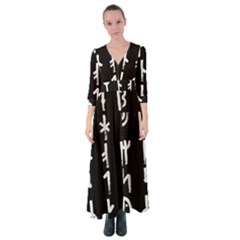 Medieval Runes Collected Inverted Complete Button Up Maxi Dress by WetdryvacsLair