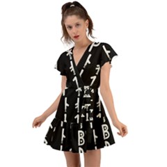 Medieval Runes Collected Inverted Complete Flutter Sleeve Wrap Dress by WetdryvacsLair