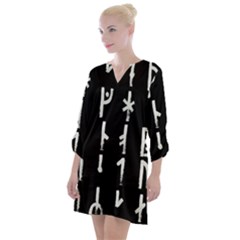 Medieval Runes Collected Inverted Complete Open Neck Shift Dress by WetdryvacsLair