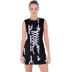 Medieval Runes Collected Inverted Complete Lace Up Front Bodycon Dress by WetdryvacsLair