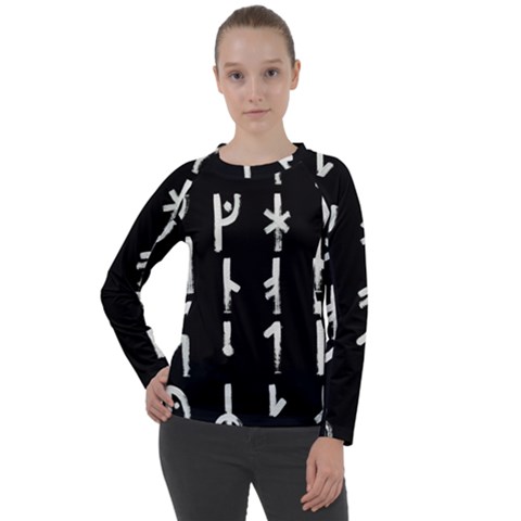 Medieval Runes Collected Inverted Complete Women s Long Sleeve Raglan Tee by WetdryvacsLair