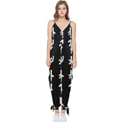 Medieval Runes Collected Inverted Complete Sleeveless Tie Ankle Jumpsuit by WetdryvacsLair