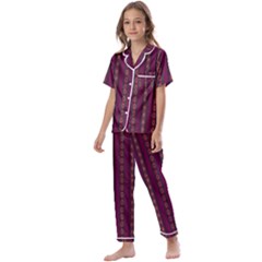 Maroon Sprinkles Kids  Satin Short Sleeve Pajamas Set