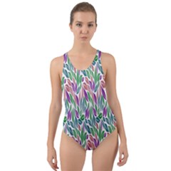 Rainbow Leafs Cut-out Back One Piece Swimsuit by Sparkle