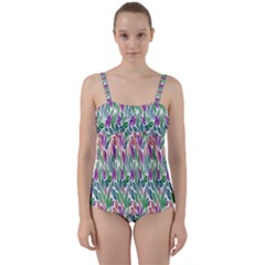 Rainbow Leafs Twist Front Tankini Set by Sparkle