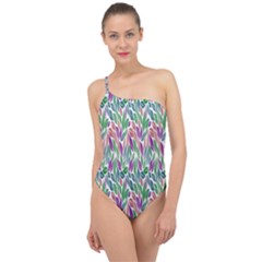 Rainbow Leafs Classic One Shoulder Swimsuit by Sparkle