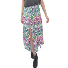 Rainbow Leafs Velour Split Maxi Skirt by Sparkle