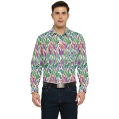 Rainbow Leafs Men s Long Sleeve Pocket Shirt  by Sparkle