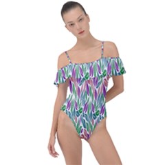 Rainbow Leafs Frill Detail One Piece Swimsuit by Sparkle