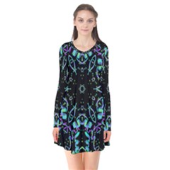 Kolodo Blue Cheer Long Sleeve V-neck Flare Dress by Sparkle