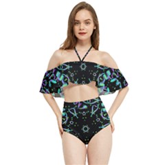 Kolodo Blue Cheer Halter Flowy Bikini Set 