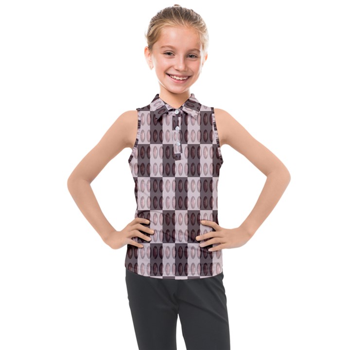 Rosegold Beads Chessboard Kids  Sleeveless Polo Tee