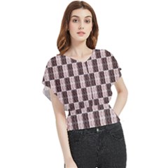 Rosegold Beads Chessboard Butterfly Chiffon Blouse