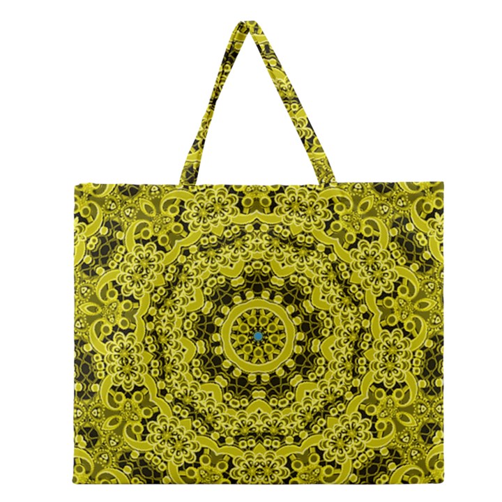 Yellow Kolodo Zipper Large Tote Bag