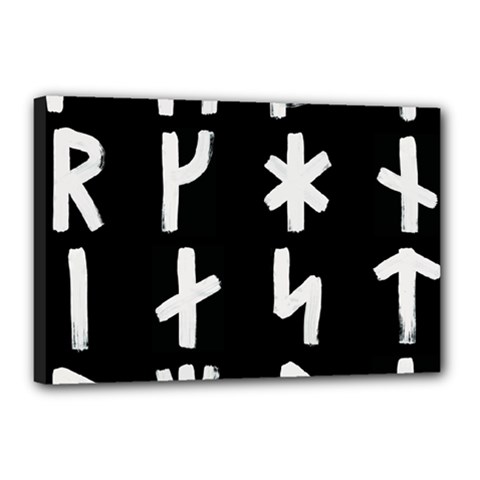 Younger Futhark Rune Set Collected Inverted Canvas 18  X 12  (stretched) by WetdryvacsLair