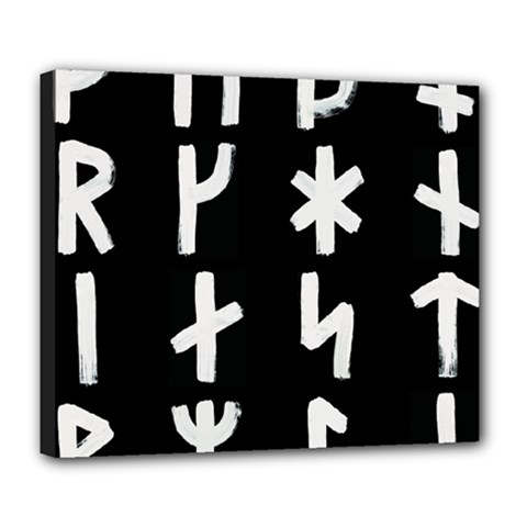 Younger Futhark Rune Set Collected Inverted Deluxe Canvas 24  X 20  (stretched) by WetdryvacsLair