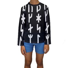 Younger Futhark Rune Set Collected Inverted Kids  Long Sleeve Swimwear by WetdryvacsLair