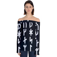 Younger Futhark Rune Set Collected Inverted Off Shoulder Long Sleeve Top by WetdryvacsLair