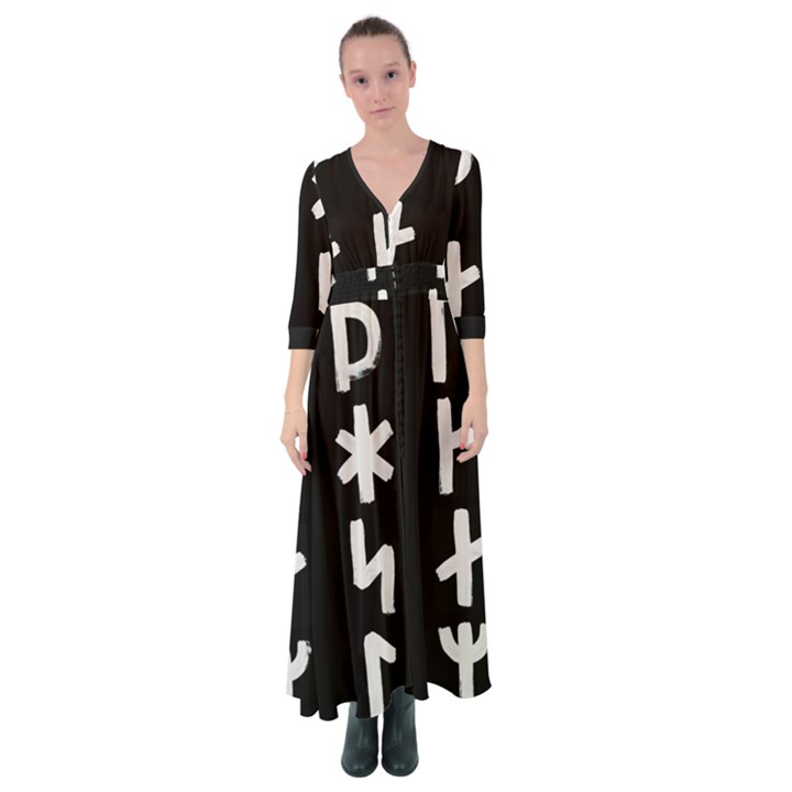 Younger Futhark Rune Set Collected Inverted Button Up Maxi Dress