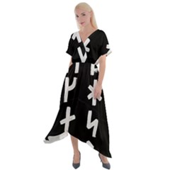 Younger Futhark Rune Set Collected Inverted Cross Front Sharkbite Hem Maxi Dress by WetdryvacsLair