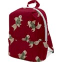 Bright decorative seamless  pattern with  fairy fish on the red background. Zip Up Backpack View1