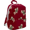 Bright decorative seamless  pattern with  fairy fish on the red background. Zip Up Backpack View2