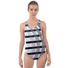 Nine Bar Monochrome Fade Squared Bend Cut-out Back One Piece Swimsuit by WetdryvacsLair