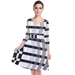 Nine Bar Monochrome Fade Squared Bend Quarter Sleeve Waist Band Dress by WetdryvacsLair