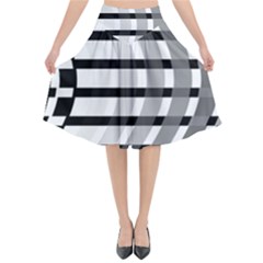 Nine Bar Monochrome Fade Squared Bend Flared Midi Skirt by WetdryvacsLair