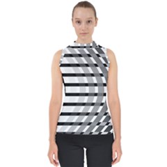 Nine Bar Monochrome Fade Squared Bend Mock Neck Shell Top by WetdryvacsLair