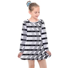 Nine Bar Monochrome Fade Squared Bend Kids  Long Sleeve Dress by WetdryvacsLair