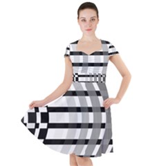 Nine Bar Monochrome Fade Squared Bend Cap Sleeve Midi Dress by WetdryvacsLair