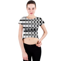 Nine Bar Monochrome Fade Squared Pulled Inverted Crew Neck Crop Top by WetdryvacsLair