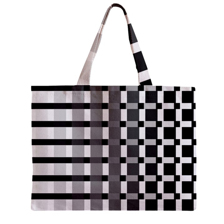 Nine Bar Monochrome Fade Squared Pulled Inverted Zipper Mini Tote Bag