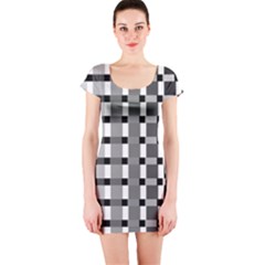 Nine Bar Monochrome Fade Squared Pulled Inverted Short Sleeve Bodycon Dress by WetdryvacsLair