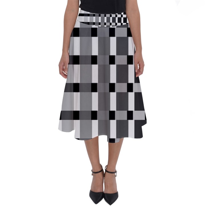 Nine Bar Monochrome Fade Squared Pulled Inverted Perfect Length Midi Skirt