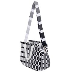 Nine Bar Monochrome Fade Squared Pulled Inverted Rope Handles Shoulder Strap Bag by WetdryvacsLair