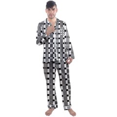 Nine Bar Monochrome Fade Squared Pulled Inverted Men s Long Sleeve Satin Pajamas Set by WetdryvacsLair