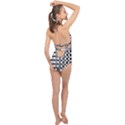 Nine Bar Monochrome Fade Squared Pulled Inverted Halter Front Plunge Swimsuit View2