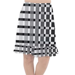 Nine Bar Monochrome Fade Squared Pulled Inverted Fishtail Chiffon Skirt by WetdryvacsLair