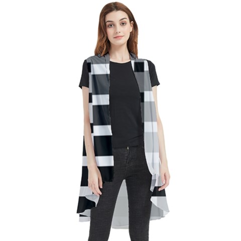 Nine Bar Monochrome Fade Squared Pulled Inverted Sleeveless Chiffon Waistcoat Shirt by WetdryvacsLair