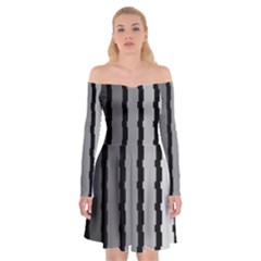 Nine Bar Monochrome Fade Squared Pulled Off Shoulder Skater Dress by WetdryvacsLair