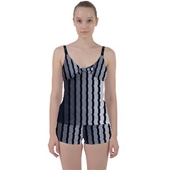 Nine Bar Monochrome Fade Squared Pulled Tie Front Two Piece Tankini by WetdryvacsLair