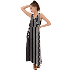 Nine Bar Monochrome Fade Squared Pulled V-neck Chiffon Maxi Dress by WetdryvacsLair