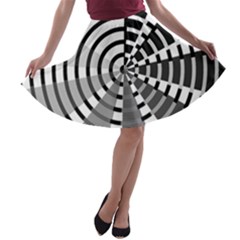 Nine Bar Monochrome Fade Squared Wheel A-line Skater Skirt by WetdryvacsLair