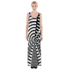 Nine Bar Monochrome Fade Squared Wheel Thigh Split Maxi Dress by WetdryvacsLair