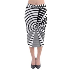 Nine Bar Monochrome Fade Squared Wheel Midi Pencil Skirt