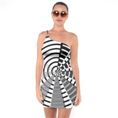 Nine Bar Monochrome Fade Squared Wheel One Soulder Bodycon Dress by WetdryvacsLair