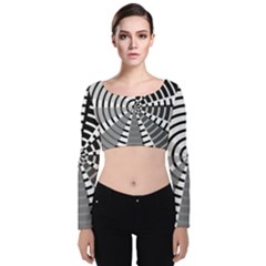 Nine Bar Monochrome Fade Squared Wheel Velvet Long Sleeve Crop Top by WetdryvacsLair