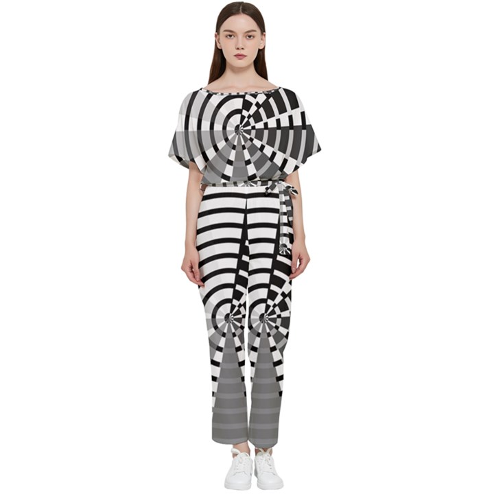 Nine Bar Monochrome Fade Squared Wheel Batwing Lightweight Jumpsuit